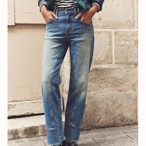 Free People Washed Light Blue Barrel Low Rise Jeans